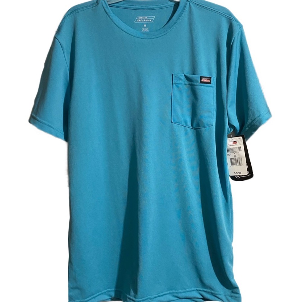 New! Dickies Short Sleeve Blue Mens Pocket Tee Shirt Size Med